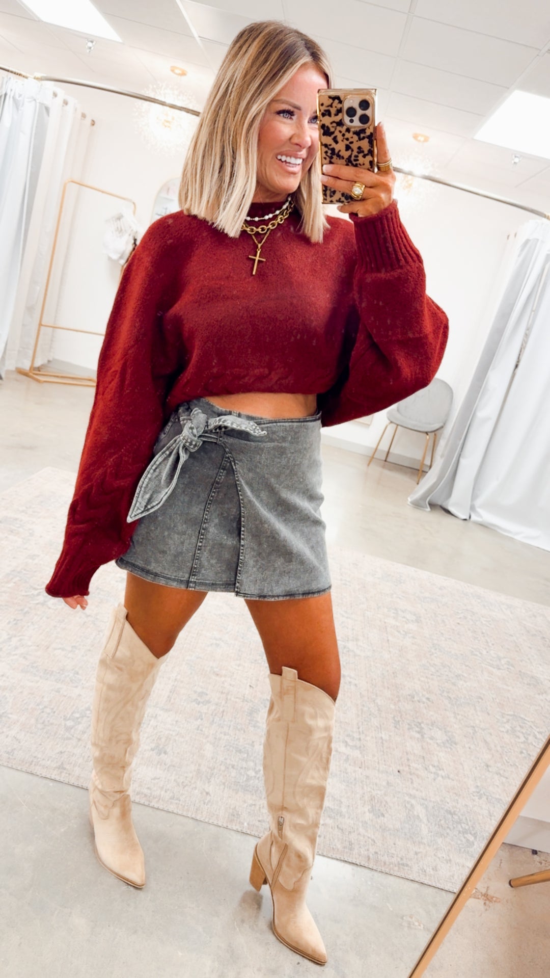 Vale Cropped Sweater Top-Wine