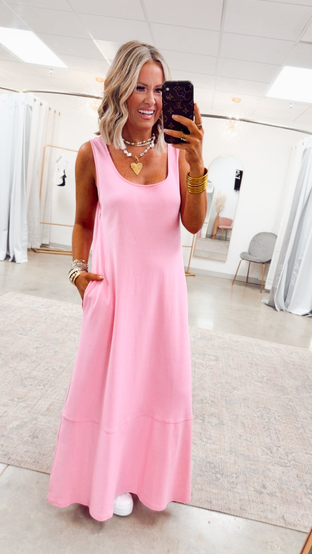 Seabrook Backless Midi Dress-Pink