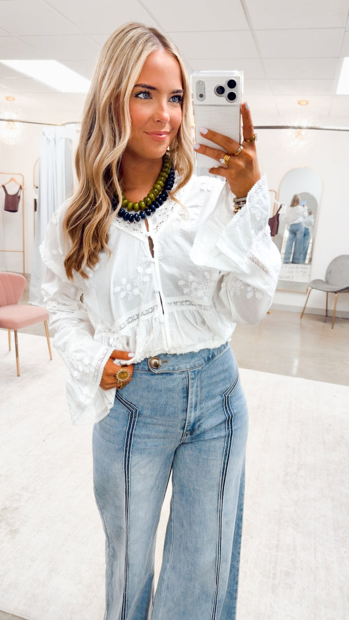 The Heirloom Embroidered Blouse-White