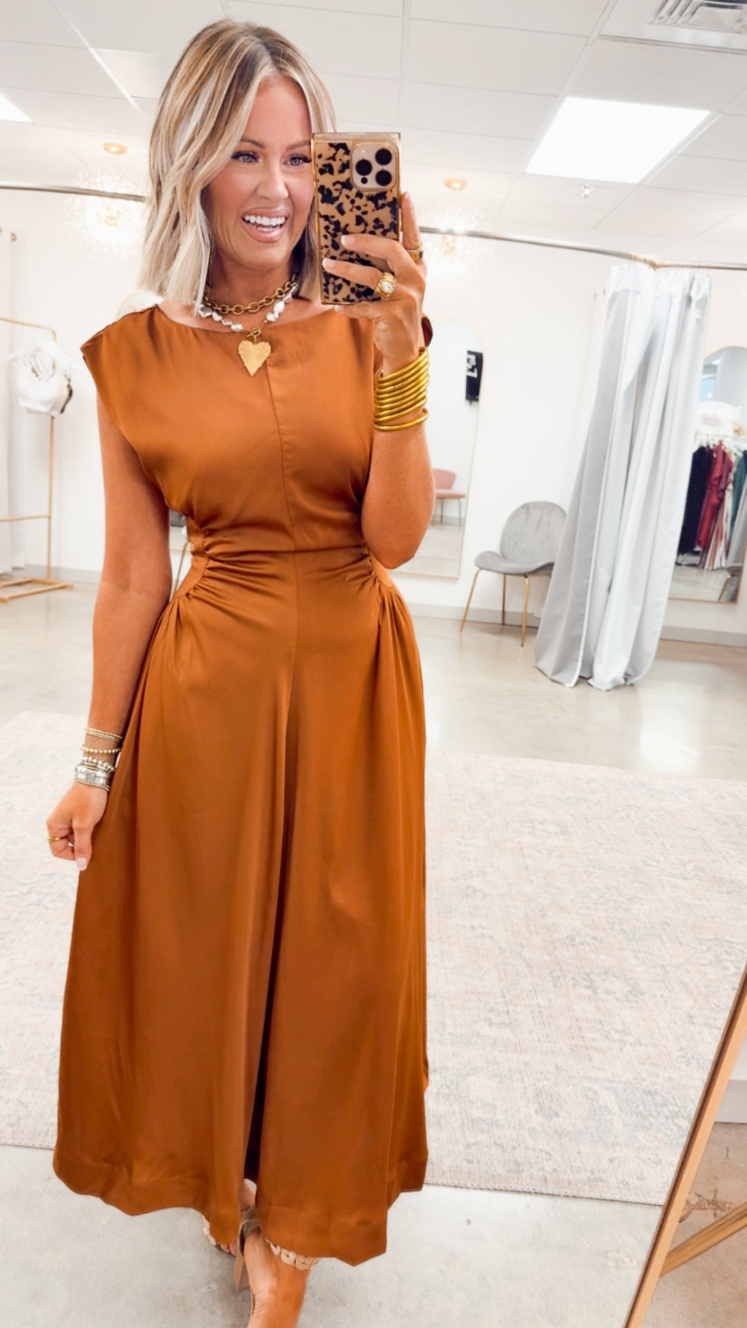 The Luminara Satin Midi-Terracotta
