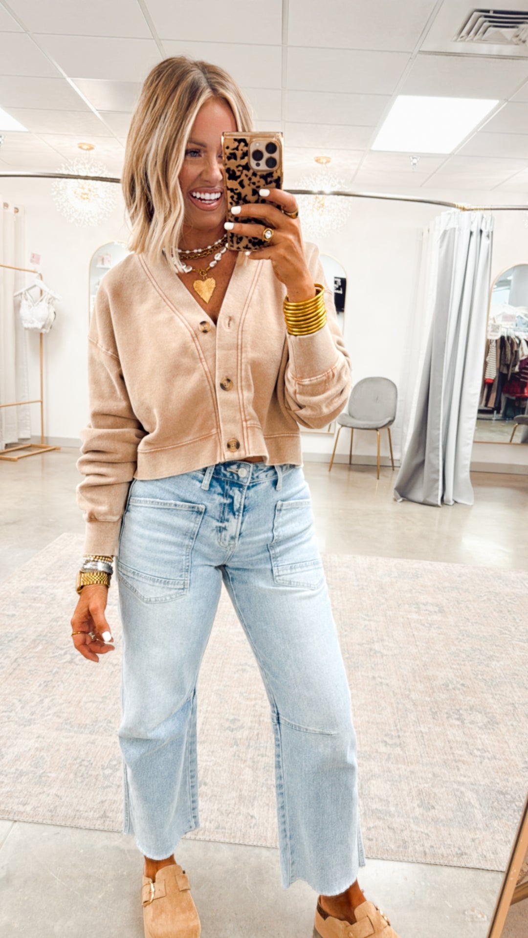 Lizzy Cropped Cardigan-Taupe