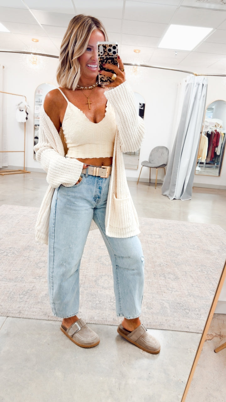 Hollow Pines Cardigan-Powder Cream