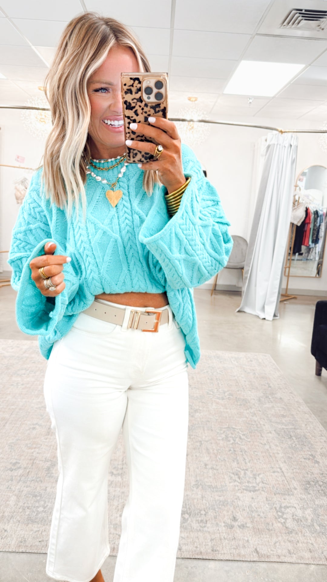 Knotted Haven Sweater-Aqua Mint