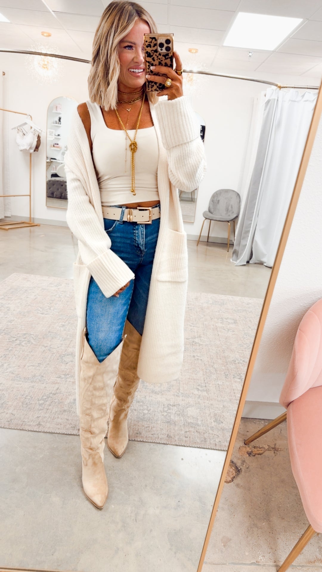 Ashby Longline Cardigan-Ecru