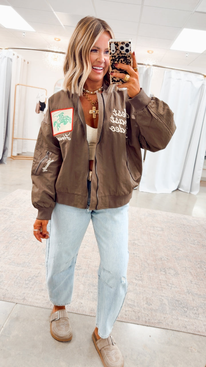 West League Bomber Jacket-Mocha Mousse