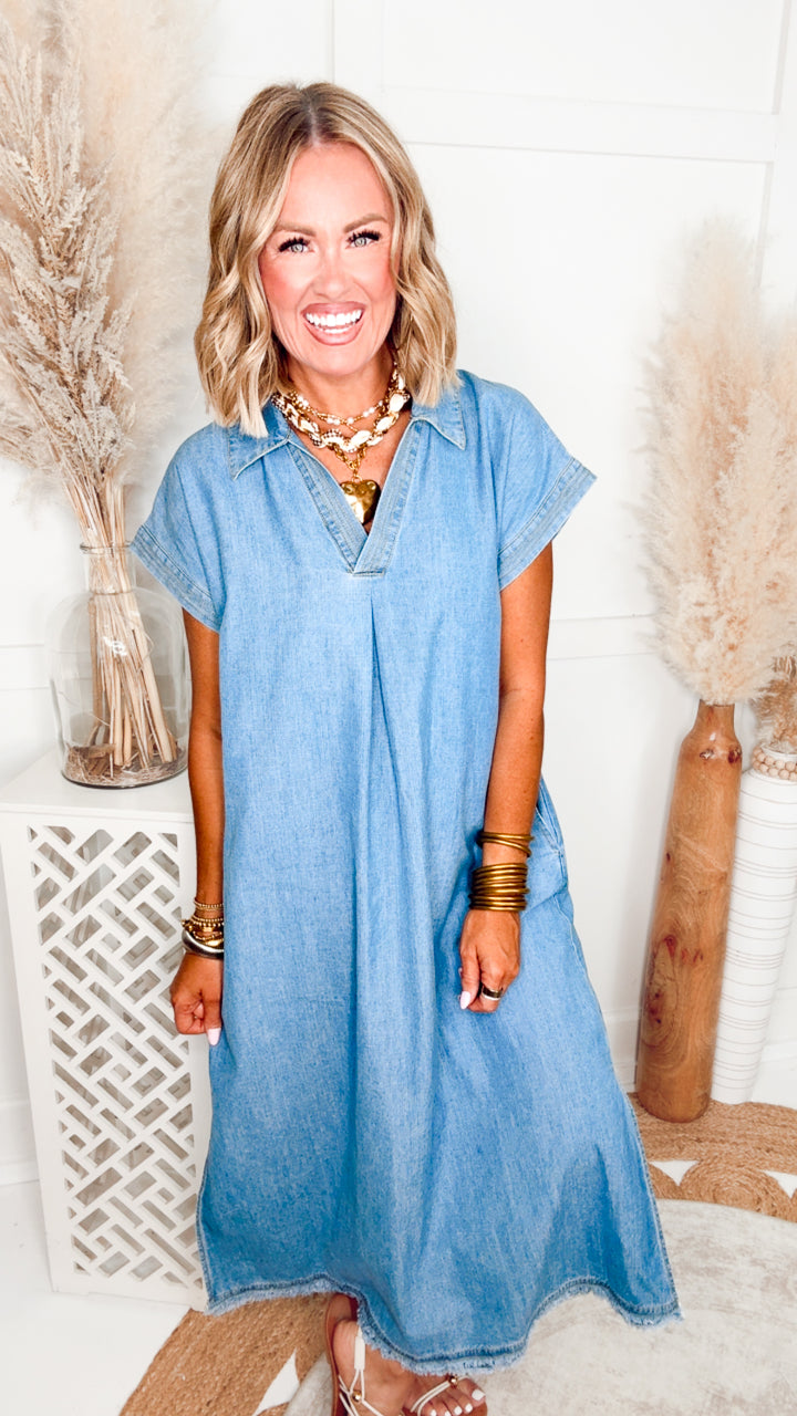 The Sage Washed Denim Dress