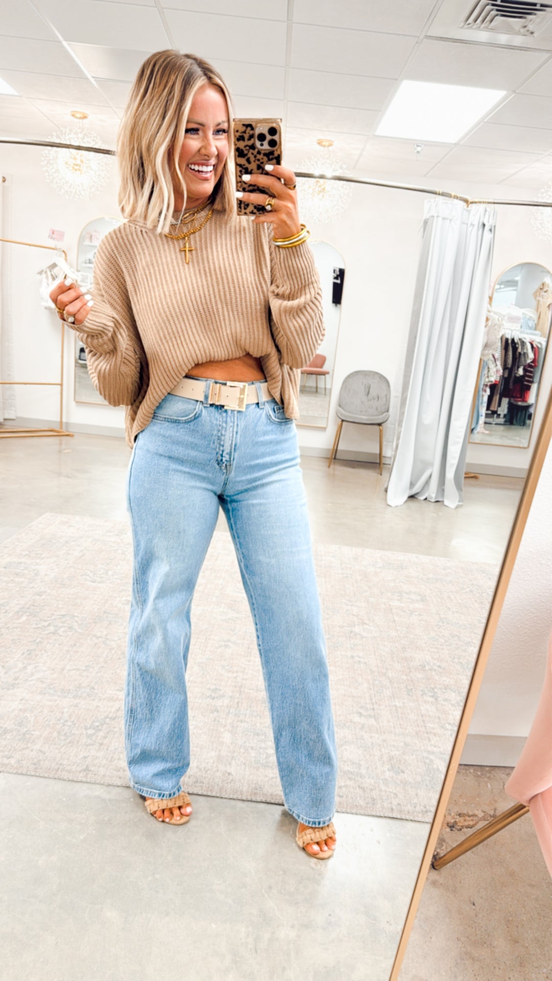 Remi Cropped Sweater-Taupe
