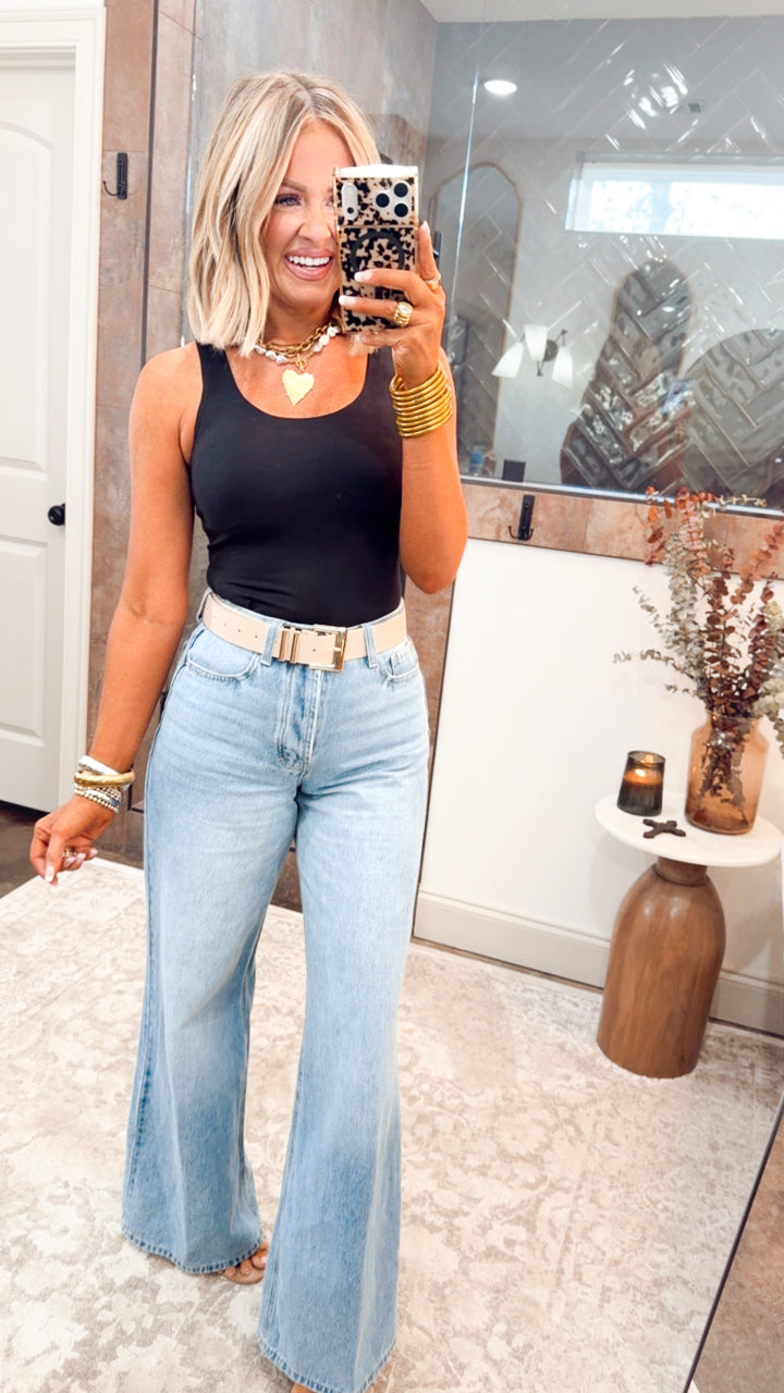 Rae Sleeveless Bodysuit-Black