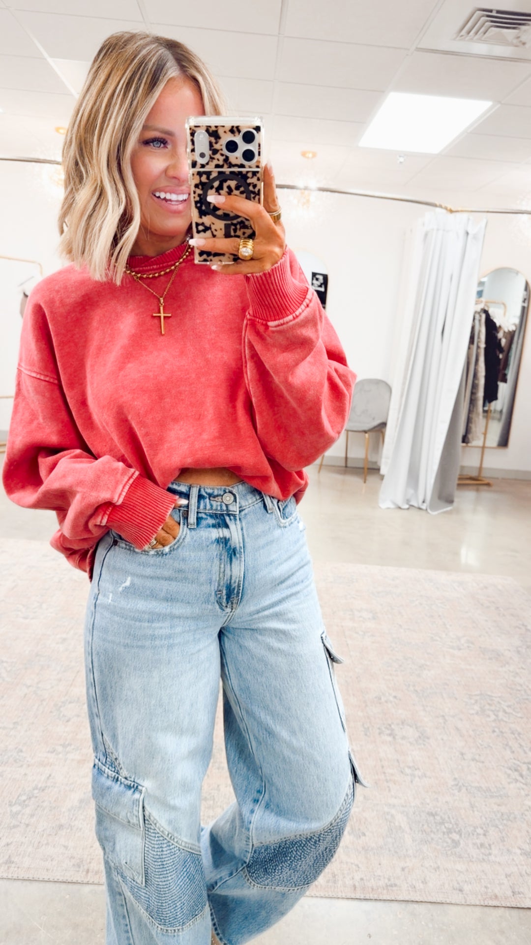 Plush Oversized Sweatshirt -Dark Red