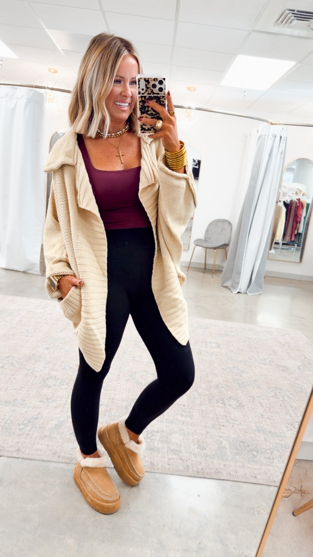 Amelia Drape Cardigan-Cream Beige