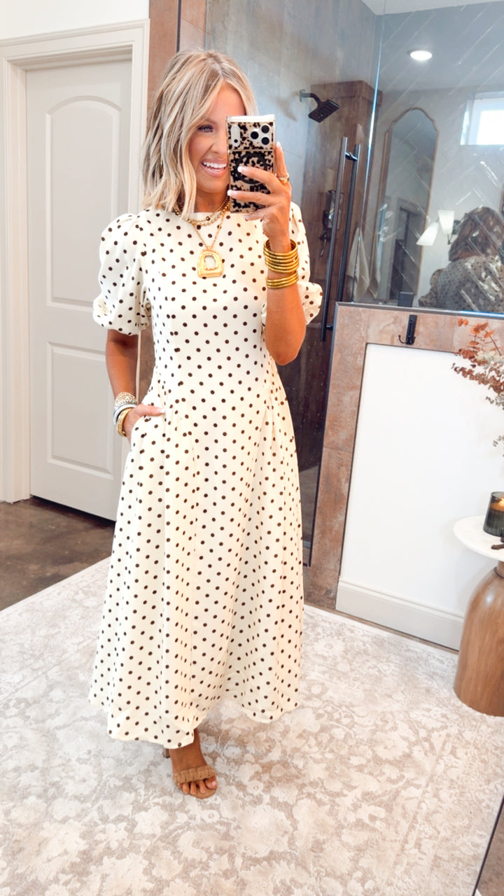 Classic Polka Dot Midi Dress