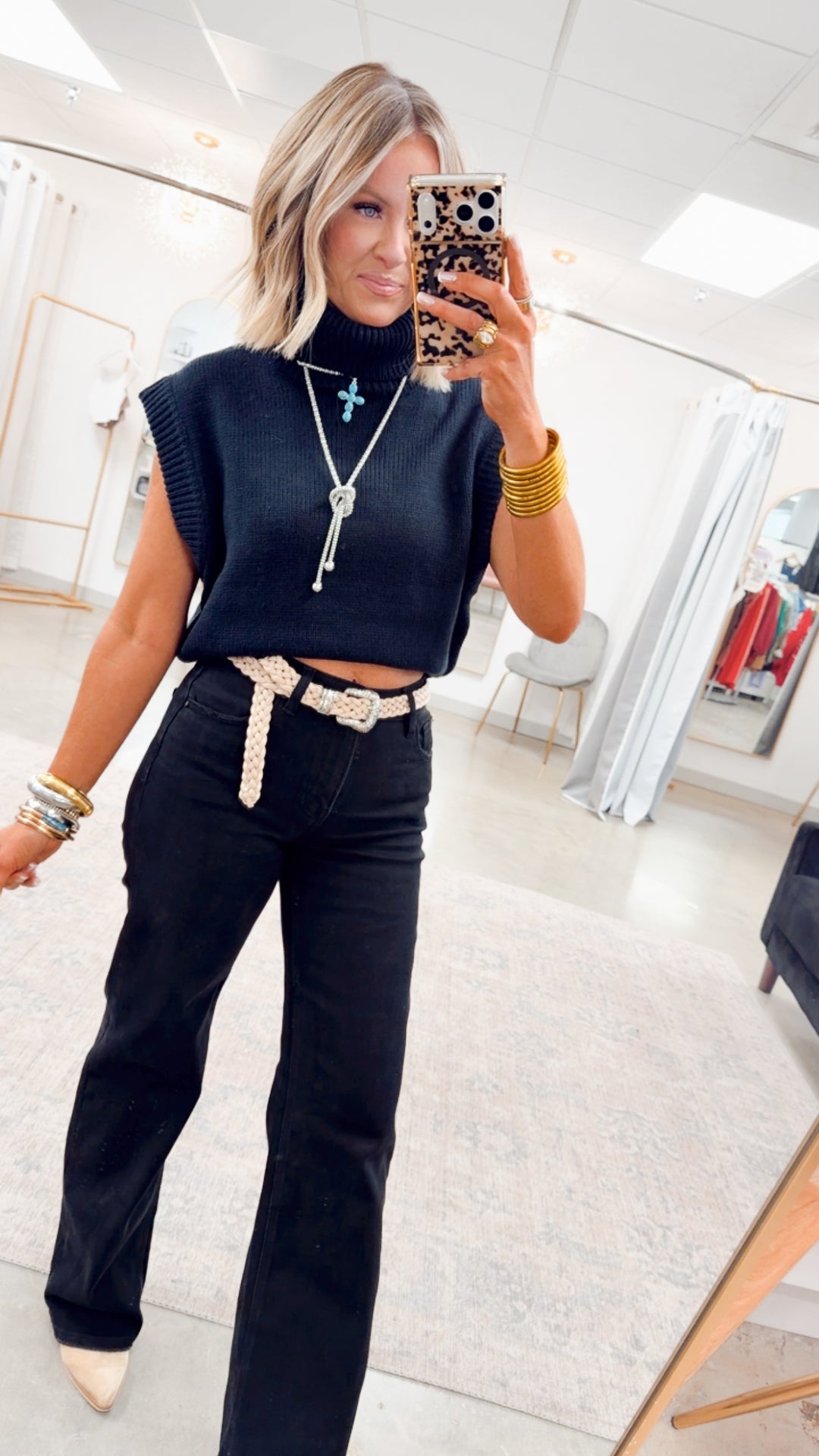 Classic High Rise Wide Leg Jeans-Black