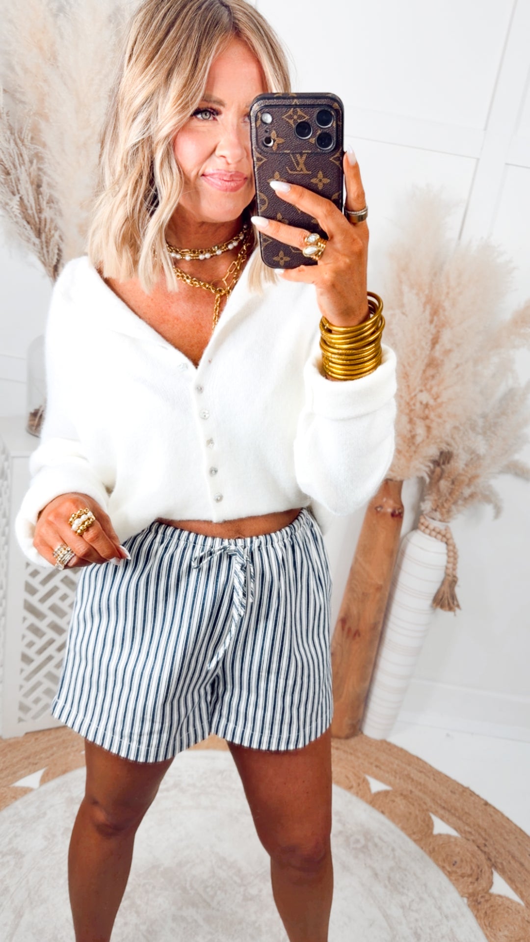 Seeing Stripes Shorts-Navy/Cream