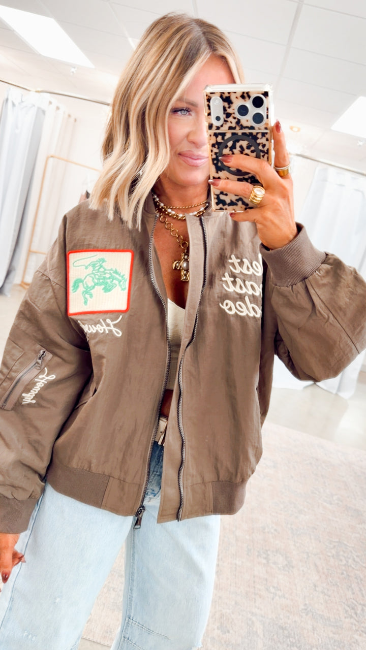 West League Bomber Jacket-Mocha Mousse