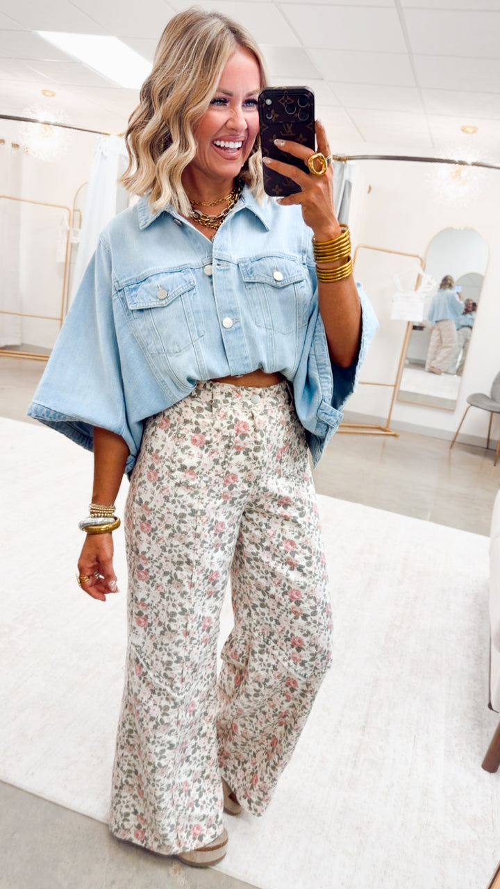 The Denim Drift Poncho Jacket-Light Denim