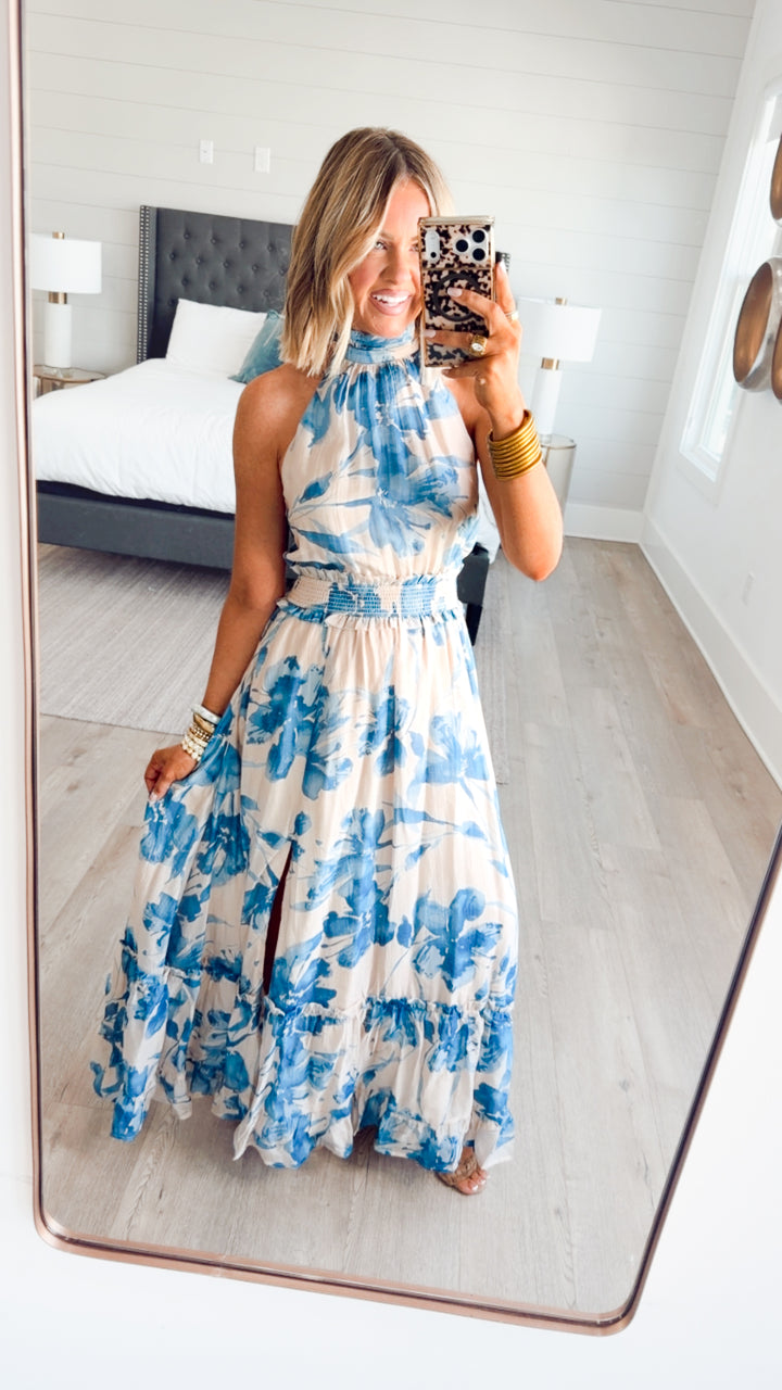 Scarlet Floral Halter Dress