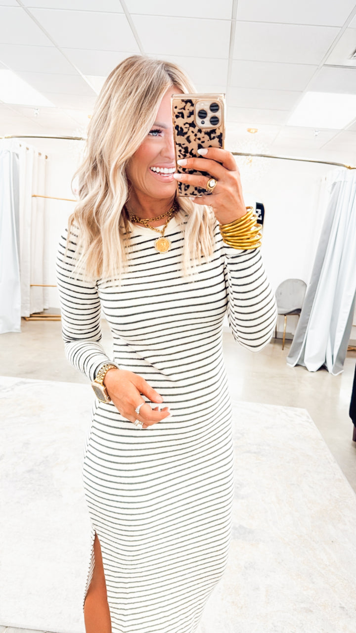 Andi Stripe Midi Dress-Cream