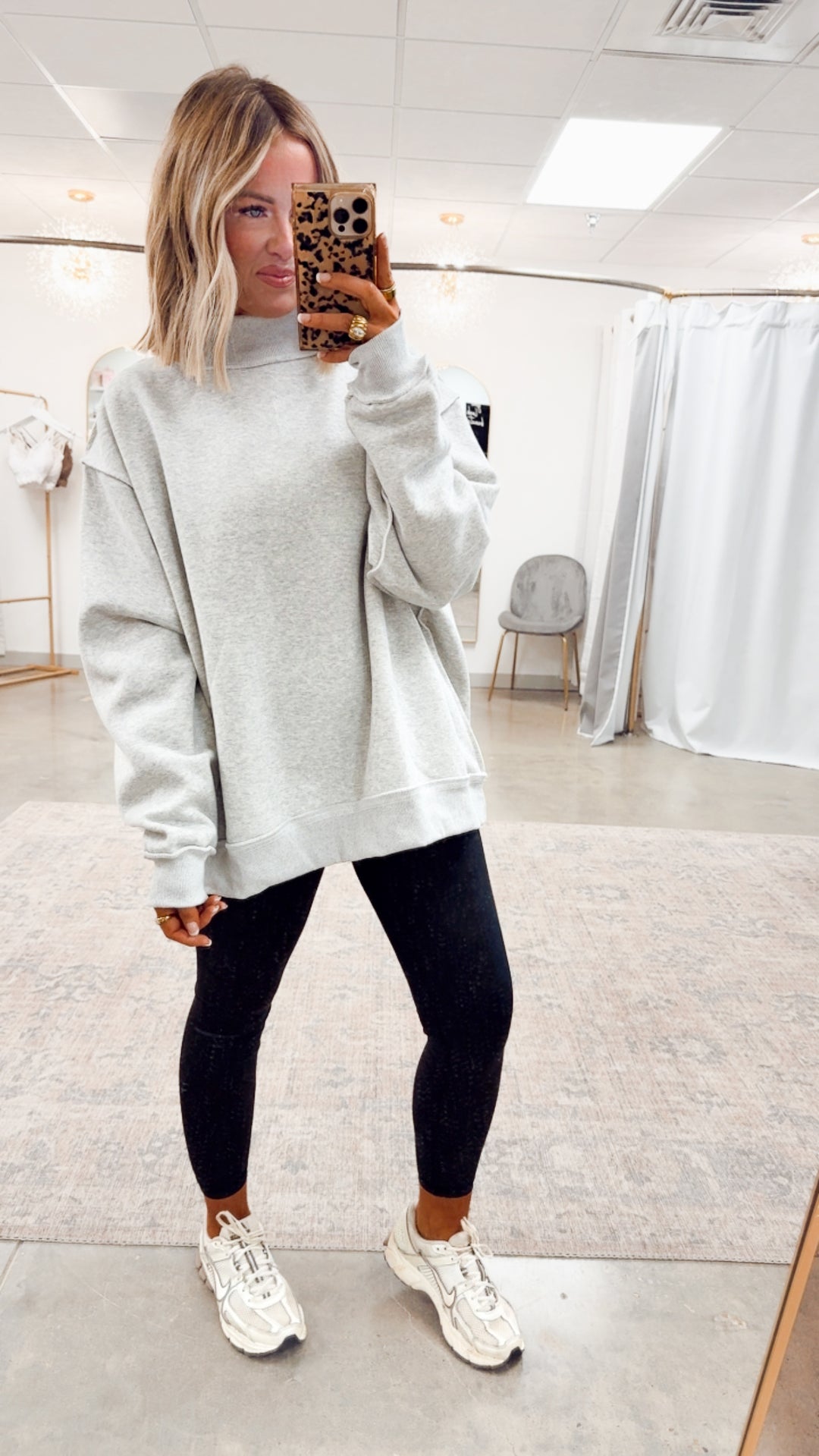Heather Grey Reversible Mock Neck Sweatshirt