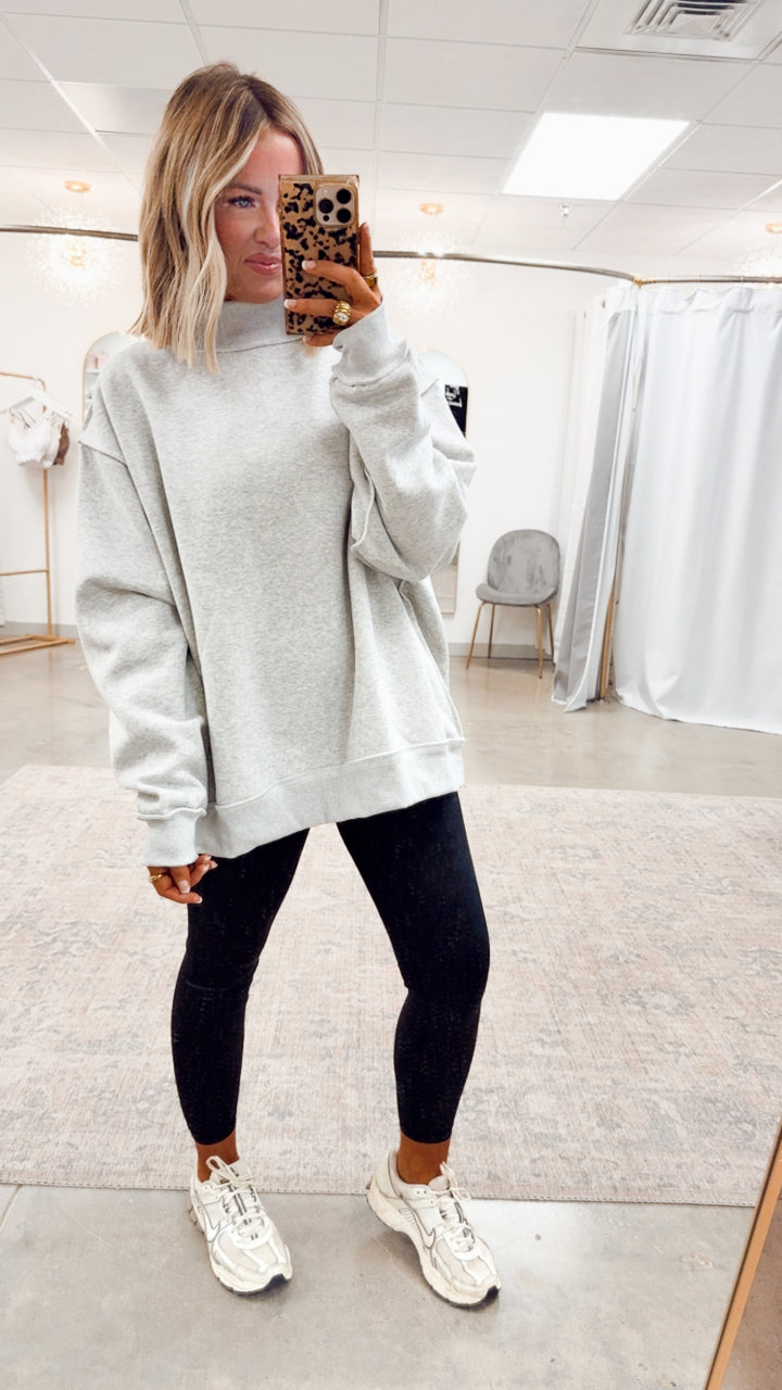 Heather Grey Reversible Mock Neck Sweatshirt