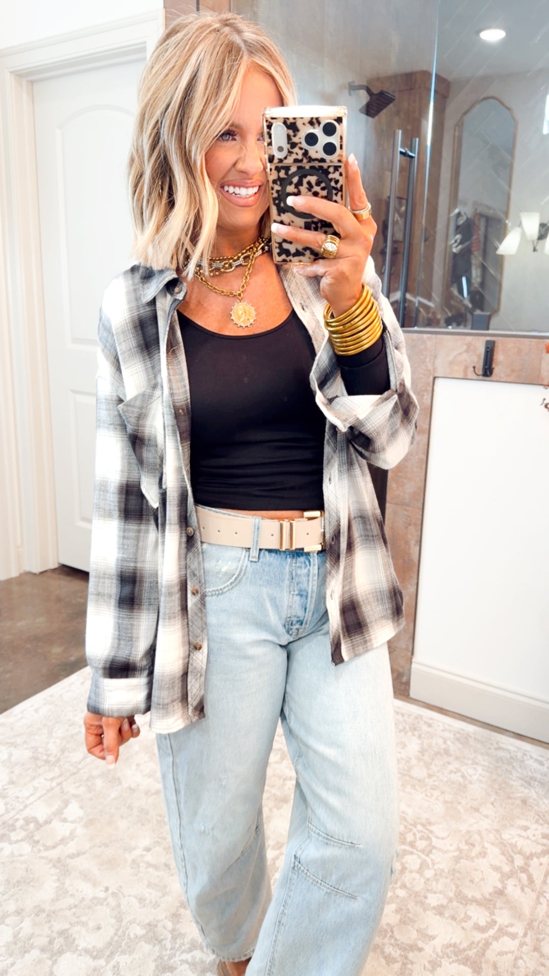 Charcoal Flannel Top
