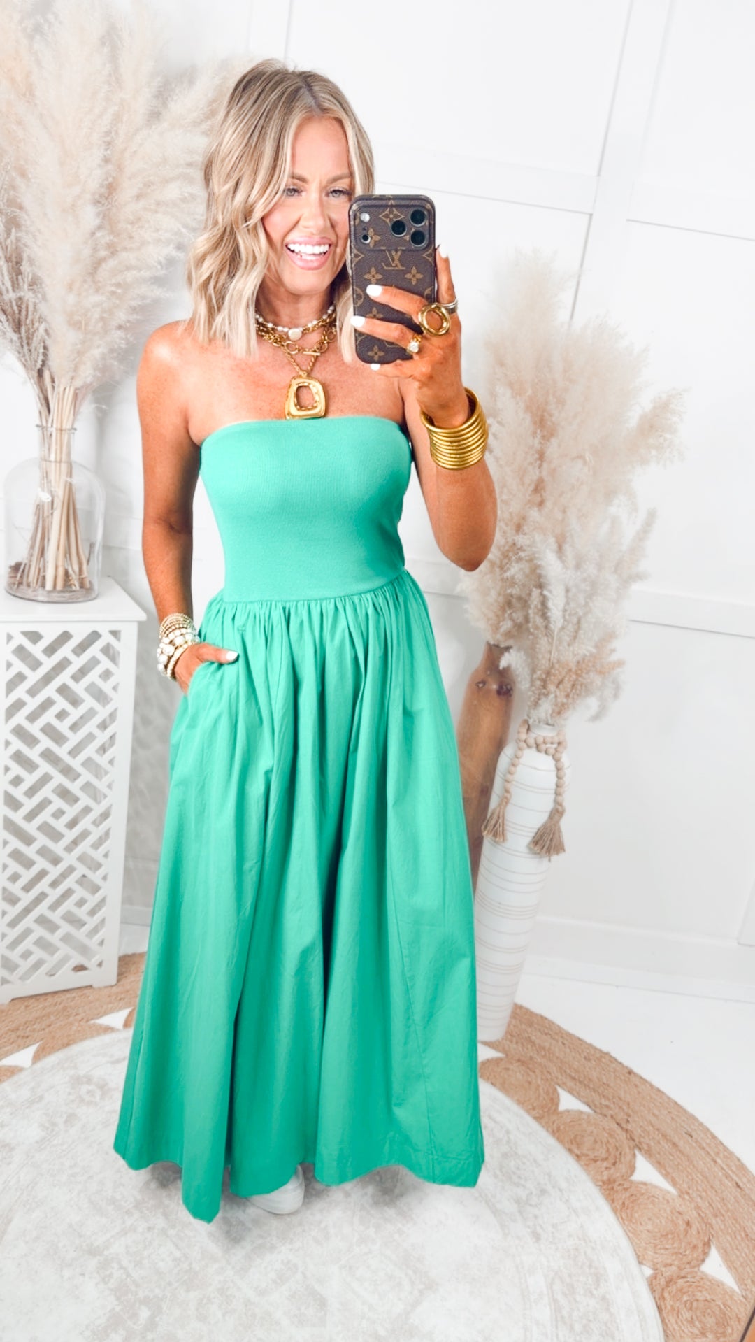 The Tidal Breeze Midi Dress-Green
