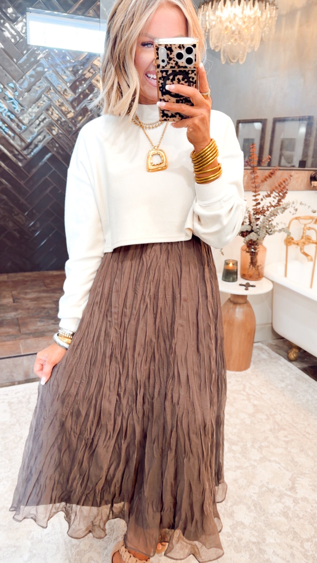 Millie Midi Skirt-Chocolate