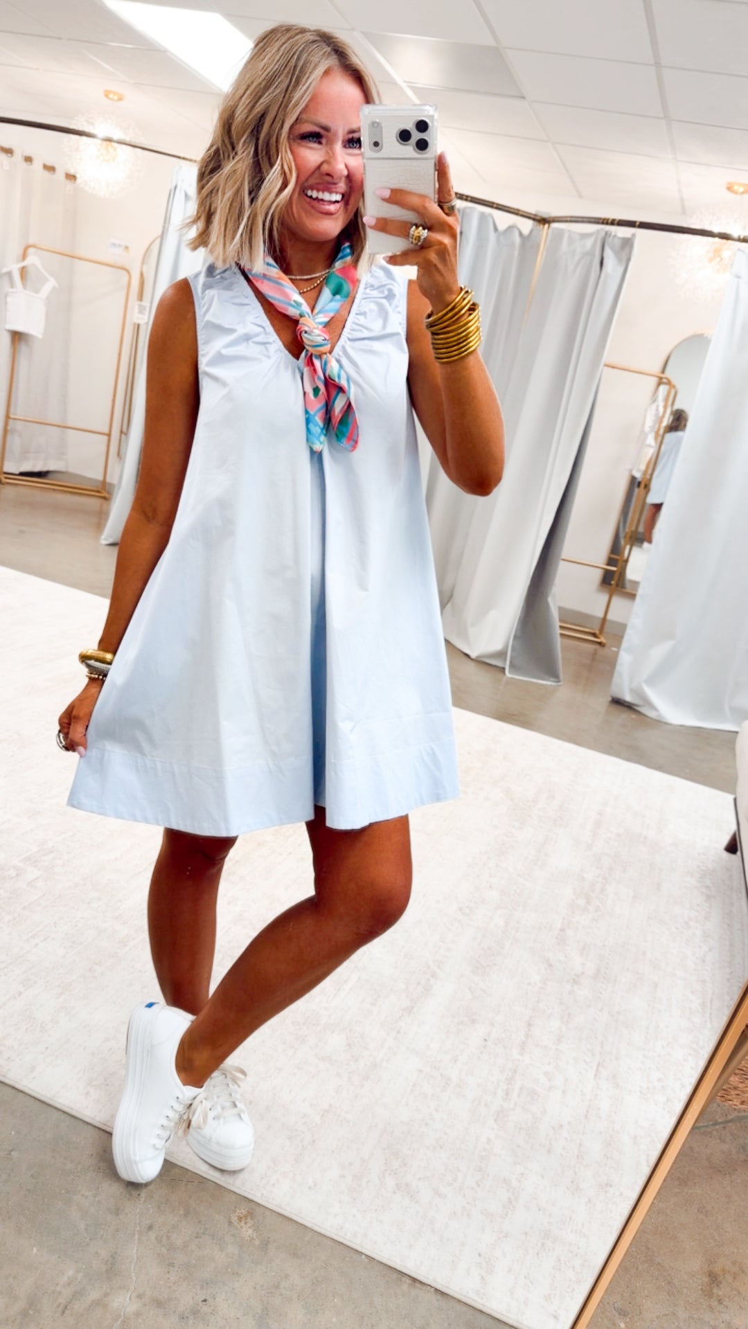 The Belleview Mini Dress-Seashell Blue