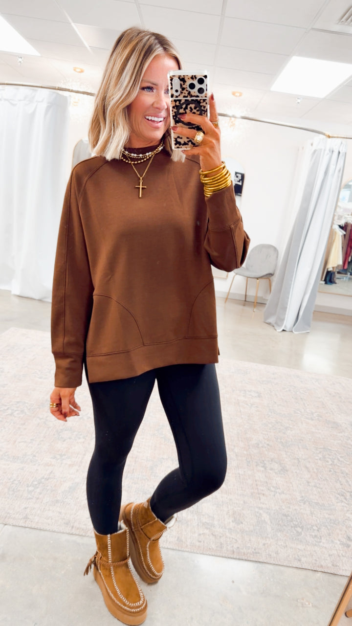 The Split Edge Pullover-Brown