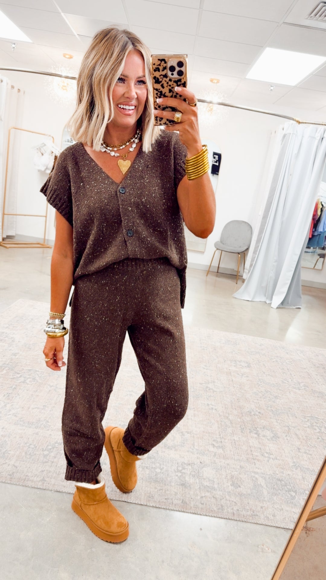 Channing Oversized Sweater Vest & Pants-Chocolate