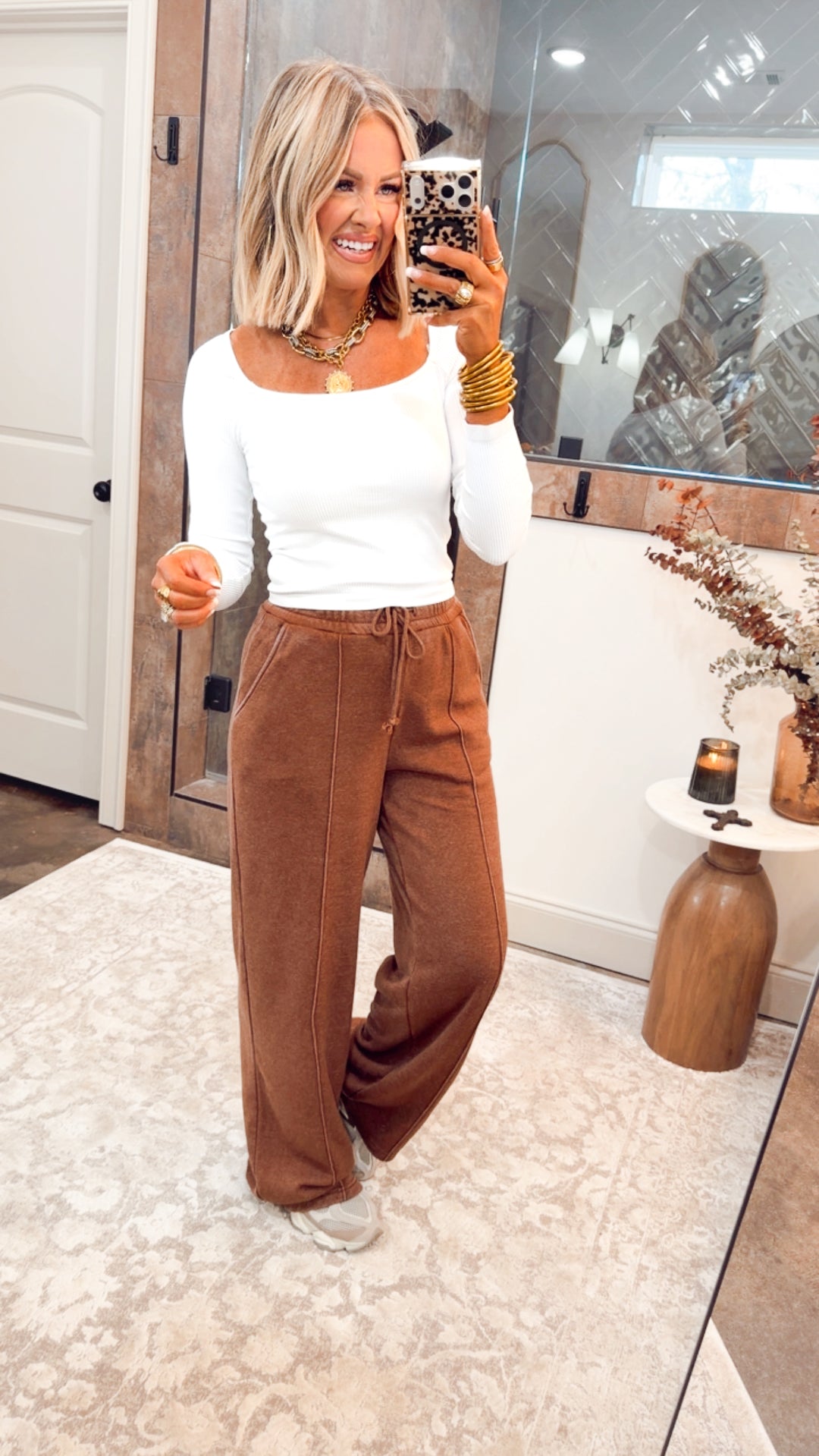 White Ribbed Long Sleeve Square Neck Top