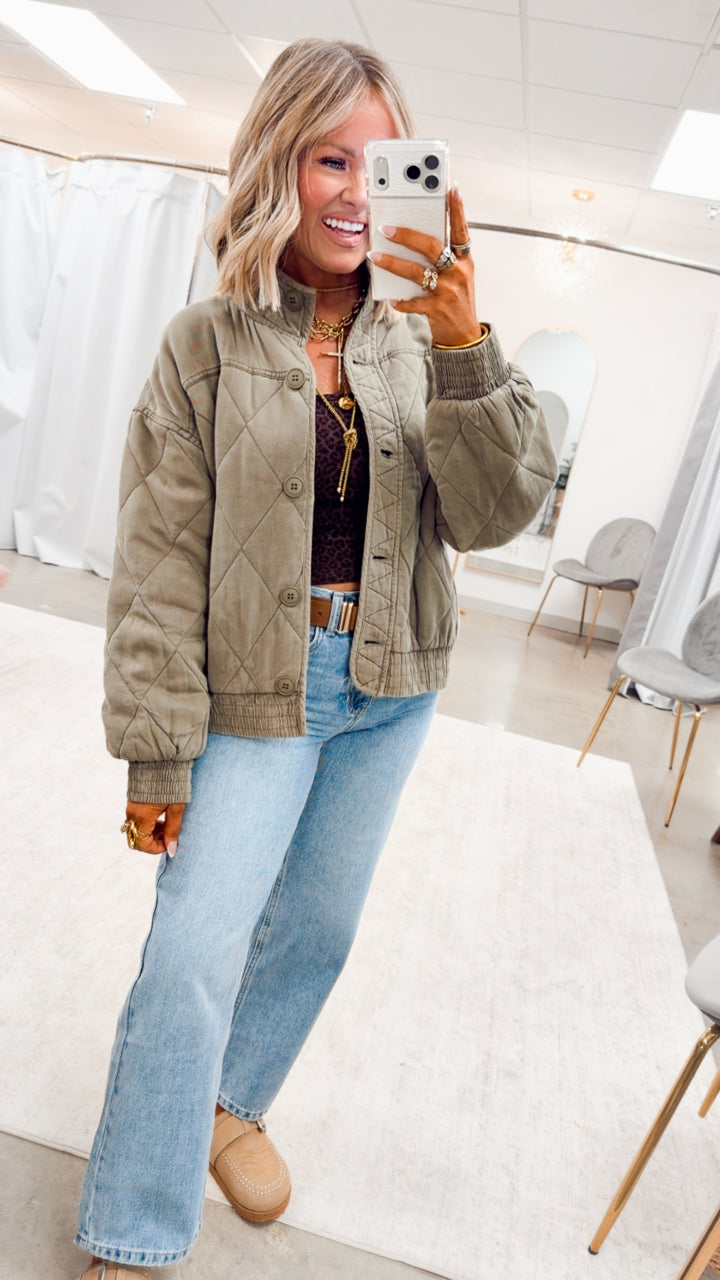 The Magnolia Quilted Jacket-Olive