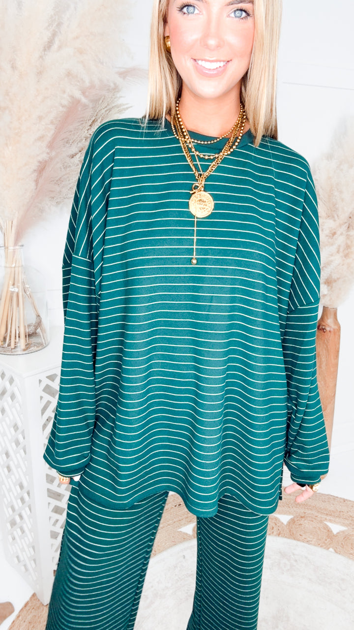 Addi Oversized Striped Top-Green