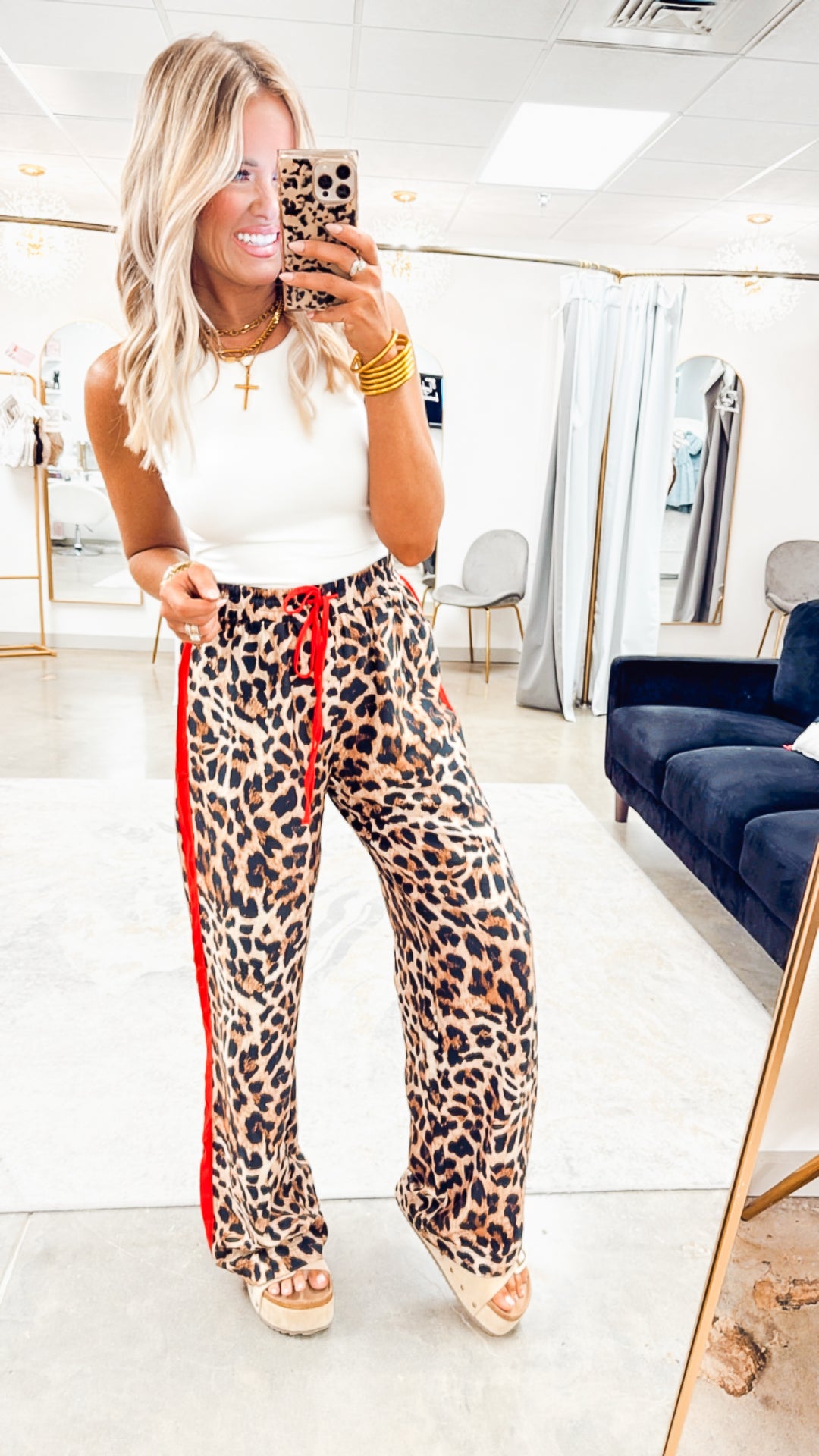 Leona Stripe Leopard Pantsr