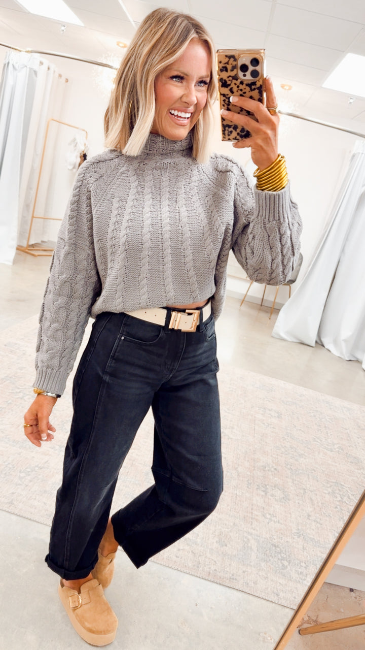 Lush Turtleneck Sweater-Grey