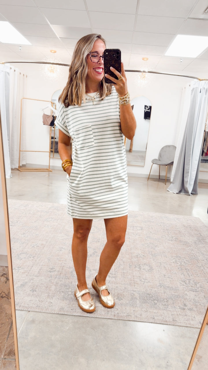 The Coastal Club T-Shirt Dress-Sage