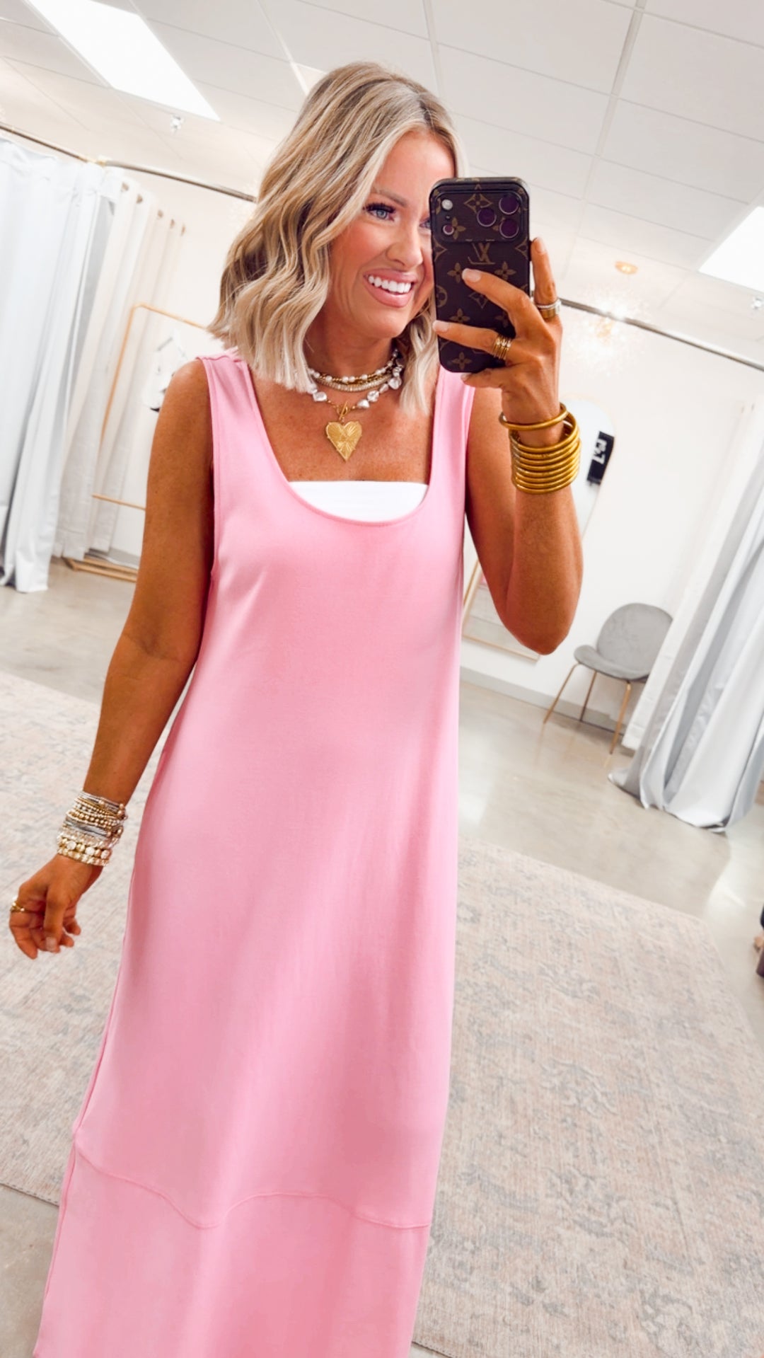 Seabrook Backless Midi Dress-Pink