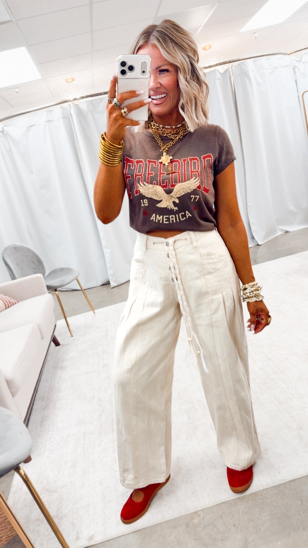 Free Bird America 1977 Crop Tee-Espresso