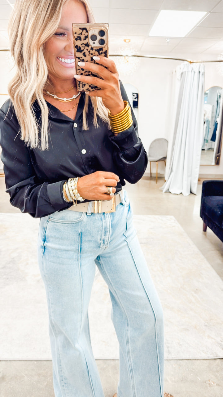 Satin Feels Bodysuit-Black