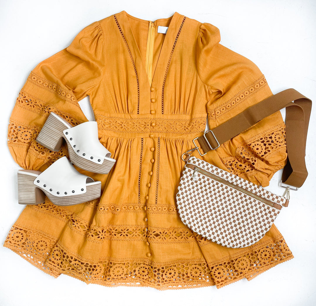 Golden Hour Lace Mini Dress