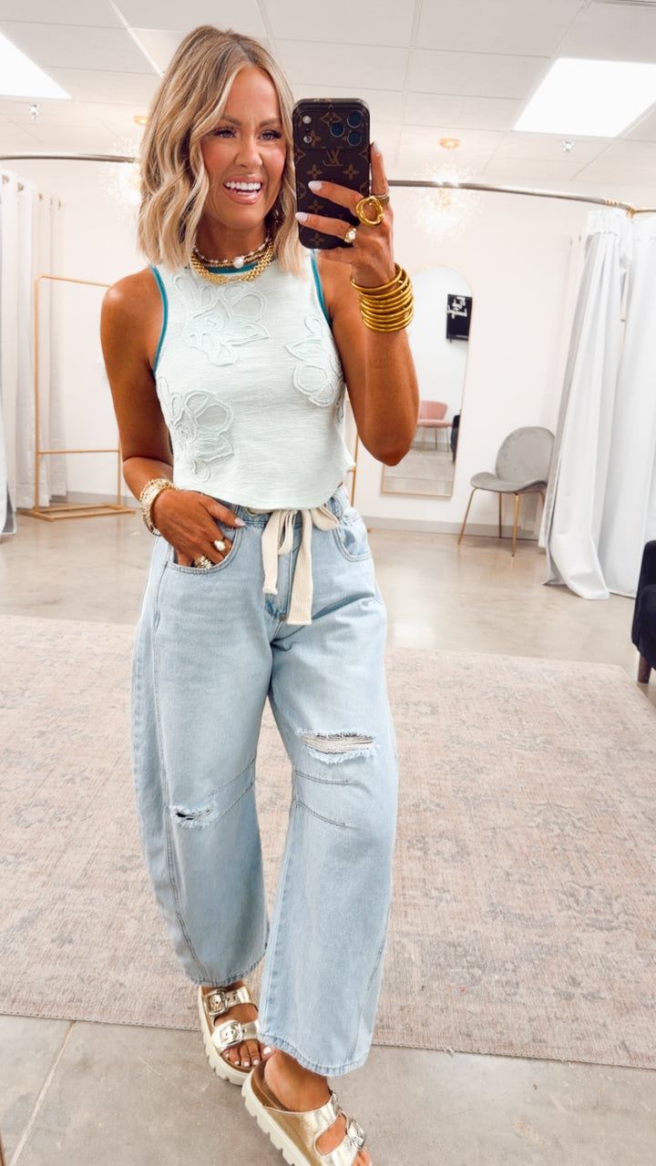 Sweet Stitch Tank-Pale Mint