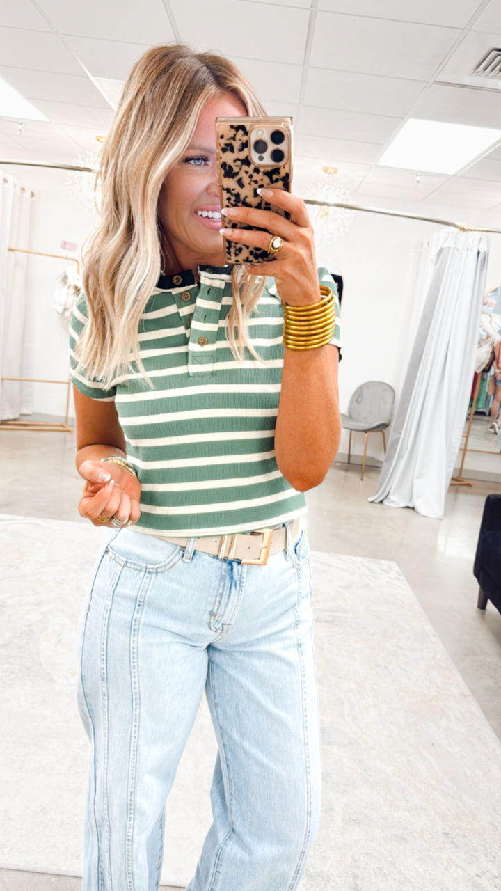 Sage Stripe Top