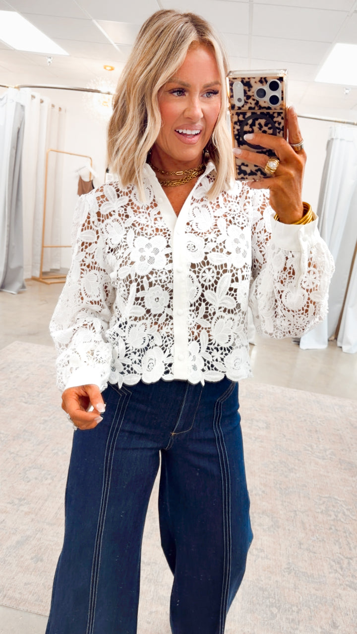 Simone Lace Button Up Top