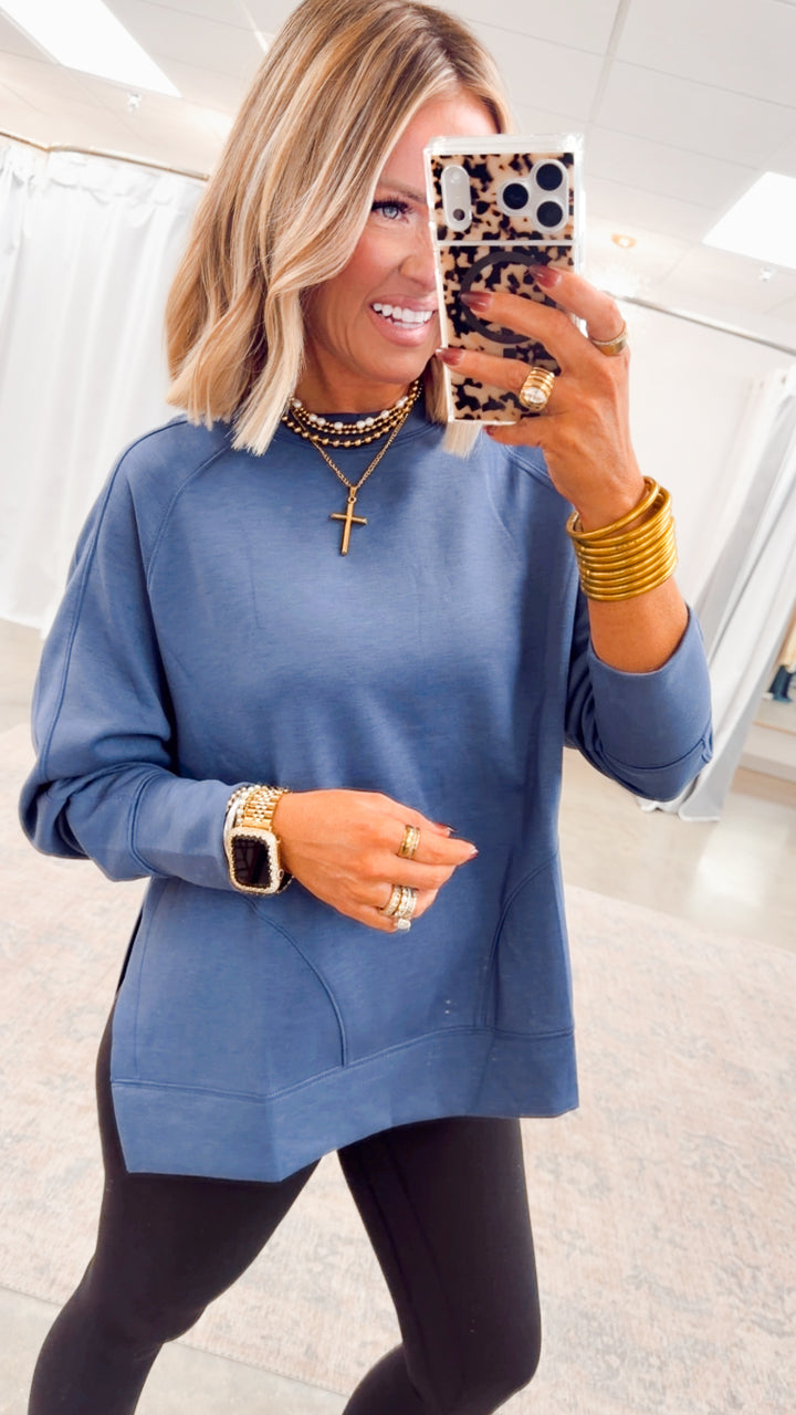 The Split Edge Pullover-Blue Indigo