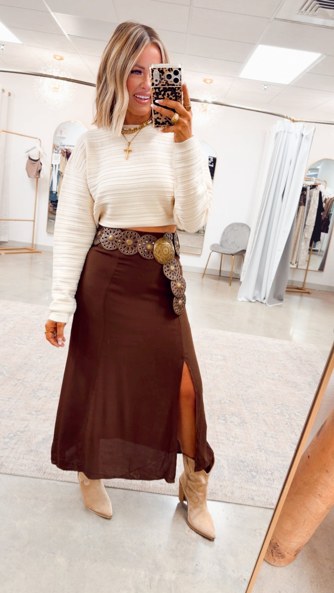 The Marlow Midi Skirt-Brown