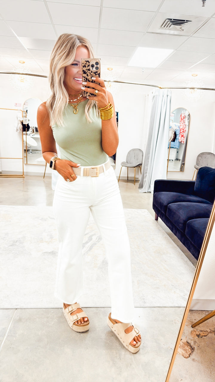Blissful Boatneck Bodysuit-Olive