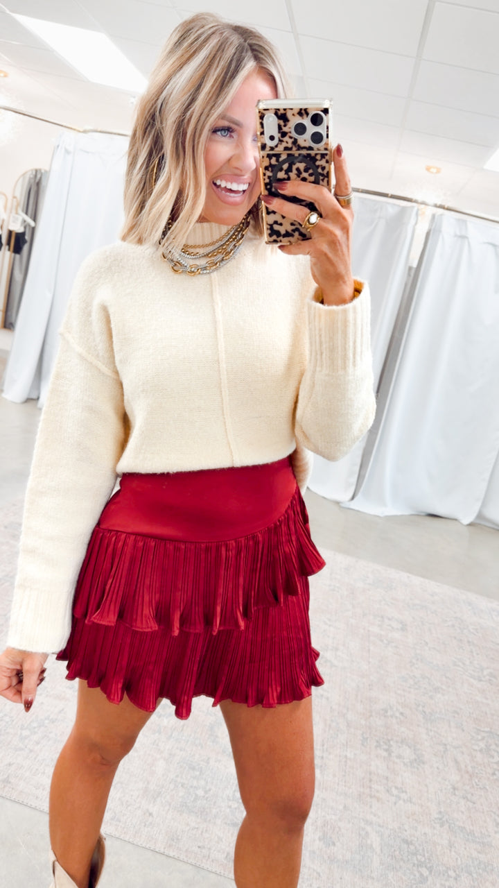 Juliette Ruffle Skirt-Wine