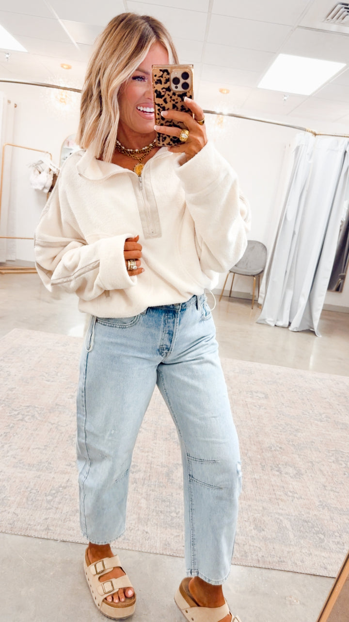 Demi Half-Zip Pullover Jacket-Ivory