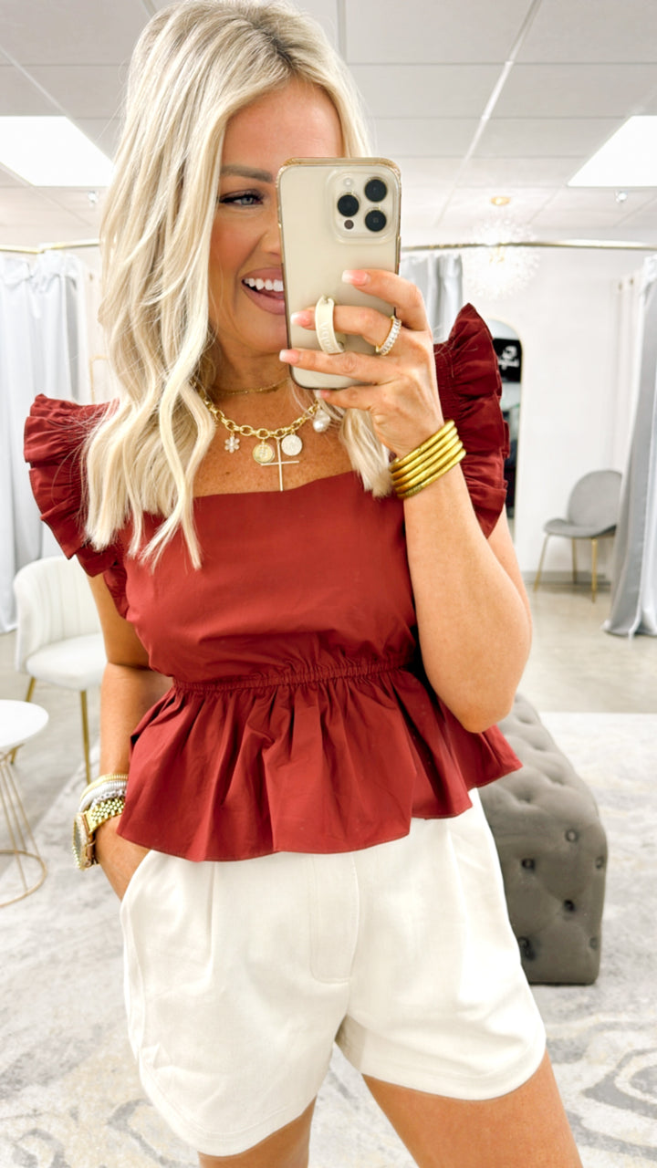 Sweet Ruffle Square Neck Top