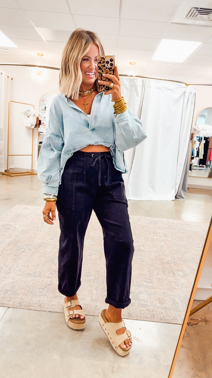 Avery Mineral Wash Denim Top