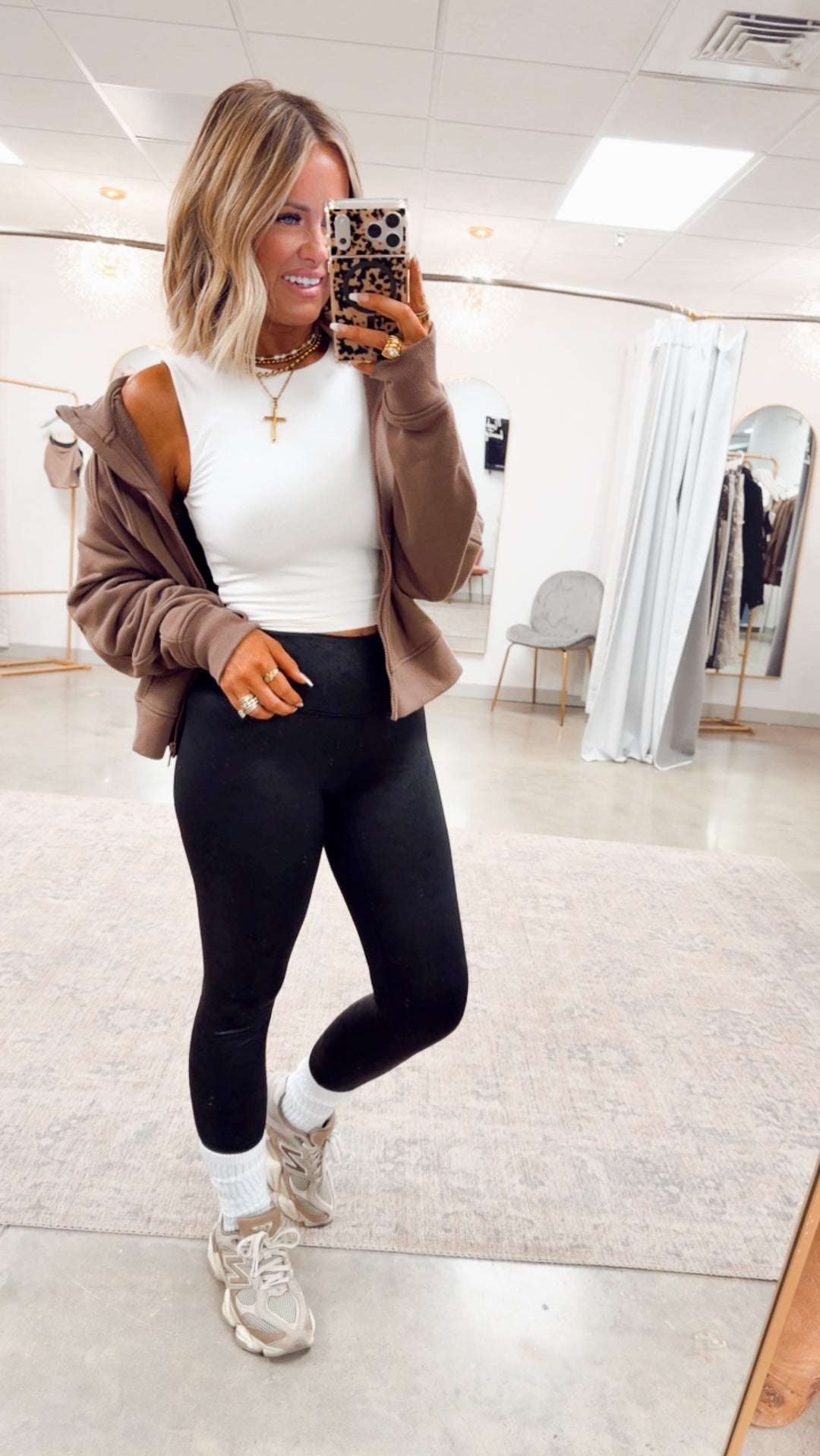 Cropped French Terry Jacket-Smoky Brown